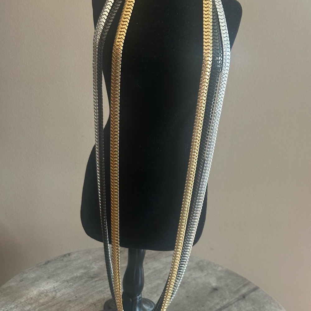 Joan Rivers Elegant Gold, Silver and Gunmetal Chain Necklaces